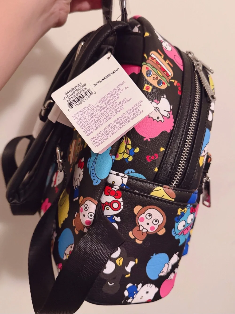 NWT LOUNGEFLY Sanrio Hello Kitty Mini Black Backpack All Over Print